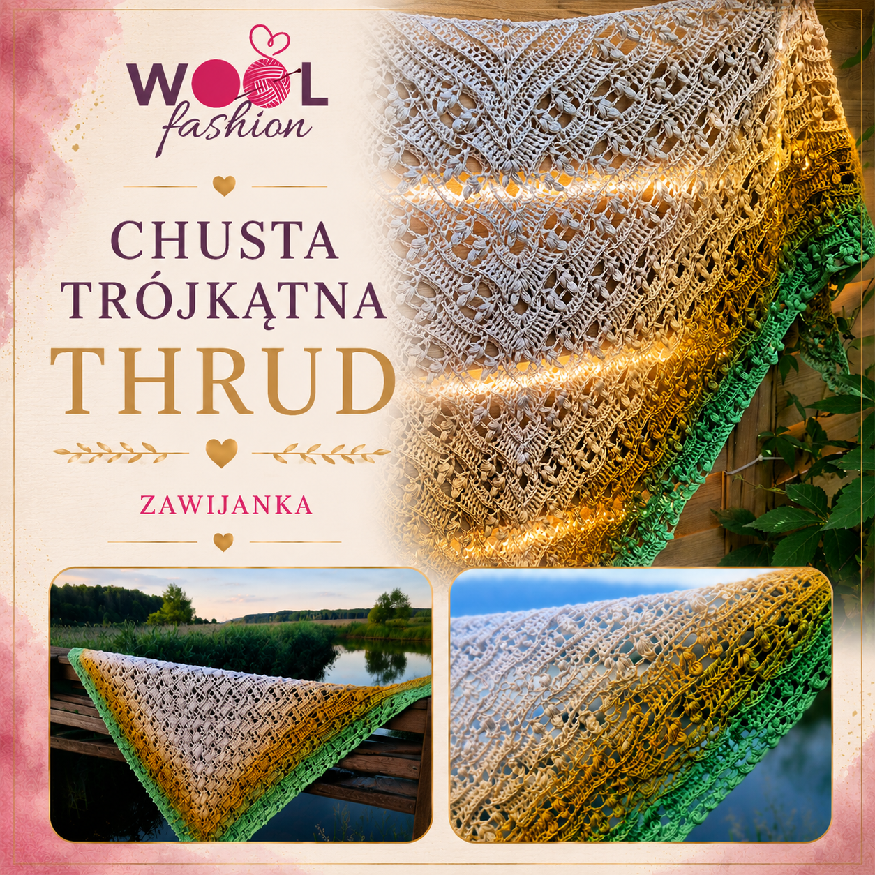 Wzór Chusta trójkątna THRUD- ZawijAnka handmade